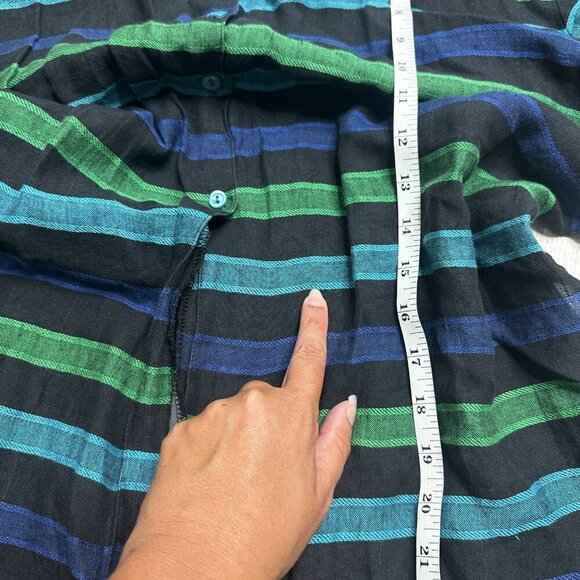 Jaeger Shirt Womens 14 Large Linen Long Sleeve Striped Button Up Vintage Style - Picture 11 of 11